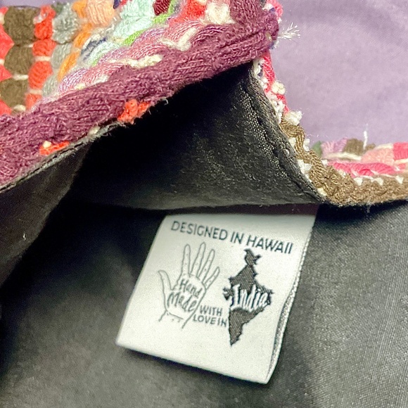 New Rice Love Clutch Bag Unique Woven Upcycled Burlap Rice Bag Multi Striped - Picture 7 of 8